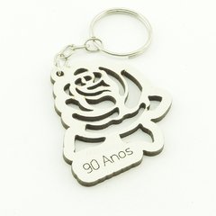 30 Chaveiros Personalizados - MDF Branco - Adulto - Rosa Vazada