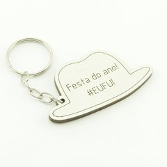 30 Chaveiros Personalizados - MDF Branco - Adulto - Chapéu