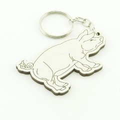 30 Chaveiros Personalizados - MDF Branco - Animais - Porco