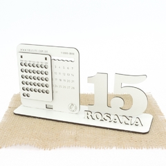 5 Calendário Infinito Display Nome Personalizado Mdf Branco - 15 Anos