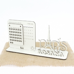 5 Calendário Infinito Display Nome Personalizado Mdf Branco - Paris