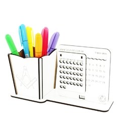 5 Calendário Infinito e Porta Canetas Personalizado Mdf Branco - Agronomia