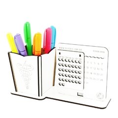 5 Calendário Infinito e Porta Canetas Personalizado Mdf Branco - Fisioterapia