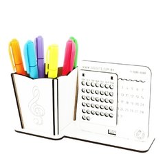 5 Calendário Infinito e Porta Canetas Personalizado Mdf Branco - Música