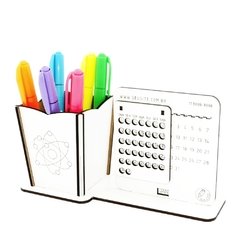 5 Calendário Infinito e Porta Canetas Personalizado Mdf Branco - Química