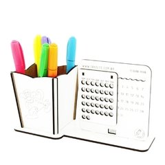 5 Calendário Infinito e Porta Canetas Personalizado Mdf Branco - Macaco