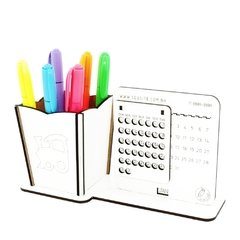 5 Calendário Infinito e Porta Canetas Personalizado Mdf Branco - Trem