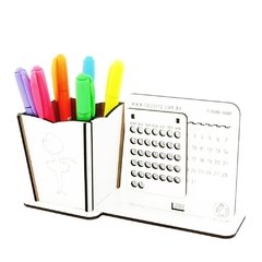 5 Calendário Infinito e Porta Canetas Personalizado Mdf Branco - Bailarina Baby