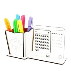 5 Calendário Infinito e Porta Canetas Personalizado Mdf Branco - Bombeiro