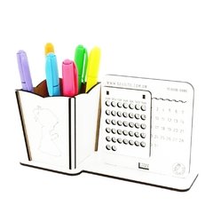 5 Calendário Infinito e Porta Canetas Personalizado Mdf Branco - Menina