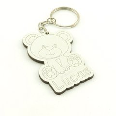 30 Chaveiros Personalizados - MDF Branco - Infantil - Ursinho