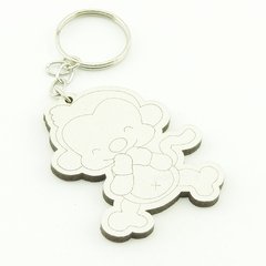 30 Chaveiros Personalizados - MDF Branco - Infantil - Macaquinho Feliz