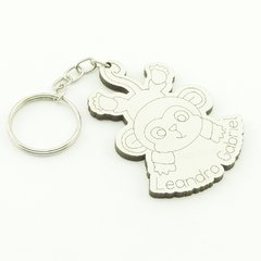 30 Chaveiros Personalizados - MDF Branco - Infantil - Macaco Travesso