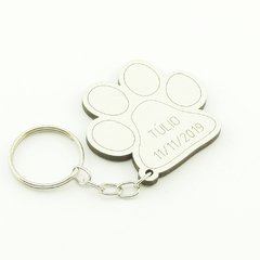 30 Chaveiros Personalizados - MDF Branco - Infantil - Pata de Cachorro