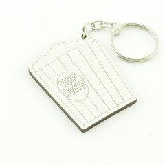 30 Chaveiros Personalizados - MDF Branco - Infantil - Pipoca