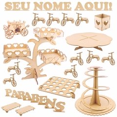 Kit Festa Provençal MDF - Coração - Nome Personalizado