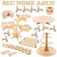 Kit Festa Provençal MDF - Coroa - Nome Personalizado