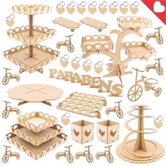 Kit Festa Provençal MDF - Coração - 50 peças