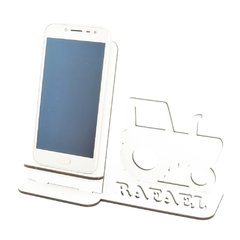 Porta Celular Personalizado Mdf Branco Display Trator