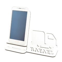 Porta Celular Personalizado Mdf Branco Display Caminhão