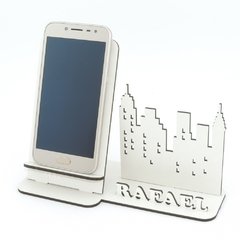 Porta Celular Personalizado Mdf Branco Display Cidade