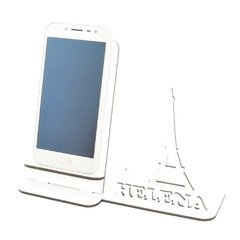 Porta Celular Personalizado Mdf Branco Display Torre Eiffel
