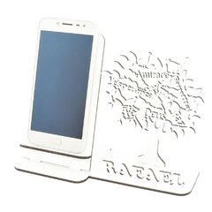 Porta Celular Personalizado Mdf Branco Display Árvore Palavras