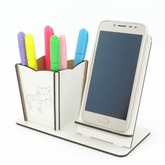 Porta Celular e Porta Canetas Personalizado MDF - Zebra