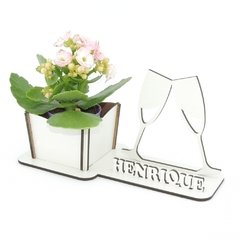 Porta Flores Display Nome Personalizado MDF Branco - Ano Novo