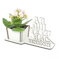 Porta Flores Display Nome Personalizado MDF Branco - Arquitetura