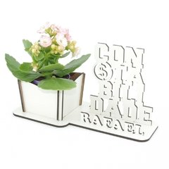 Porta Flores Display Nome Personalizado MDF Branco - Contabilidade