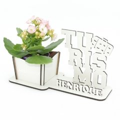 Porta Flores Display Nome Personalizado MDF Branco - Turismo