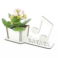 Porta Flores Display Nome Personalizado MDF Branco - Nota Musical