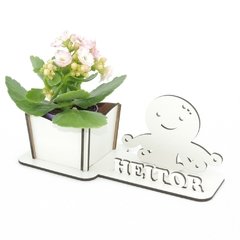 Porta Flores Display Nome Personalizado MDF Branco - Polvo