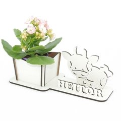 Porta Flores Display Nome Personalizado MDF Branco - Boi