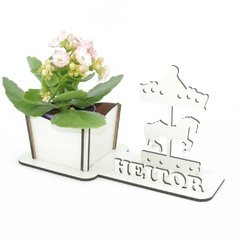 Porta Flores Display Nome Personalizado MDF Branco - Carrossel