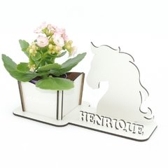 Porta Flores Display Nome Personalizado MDF Branco - Cavalo