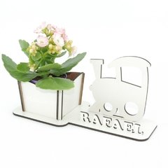 Porta Flores Display Nome Personalizado MDF Branco - Trem