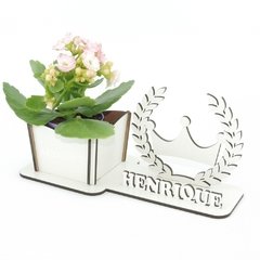 Porta Flores Display Nome Personalizado MDF Branco - Coroa Bebê