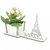 Porta Flores Display Nome Personalizado MDF Branco - Torre Eiffel