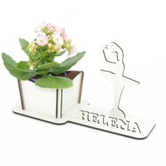 Porta Flores Display Nome Personalizado MDF Branco - Bailarina