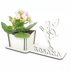 Porta Flores Display Nome Personalizado MDF Branco - Fadinha