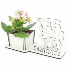 Porta Flores Display Nome Personalizado MDF Branco - Esporte