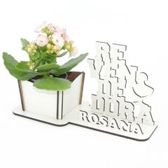 Porta Flores Display Nome Personalizado MDF Branco - Revendedora