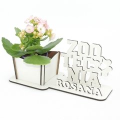 Porta Flores Display Nome Personalizado MDF Branco - Zootecnia