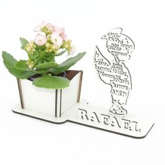 Porta Flores Display Nome Personalizado MDF Branco - Anjinho