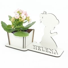 Porta Flores Display Nome Personalizado MDF Branco - Anjinho Menina