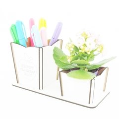 Porta Flor e Lápis Personalizado MDF Branco - Dia dos Professores
