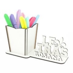 Porta Lápis Com Display Personalizado MDF Branco - Letras