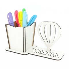 Porta Lápis Com Display Personalizado MDF Branco - Balão